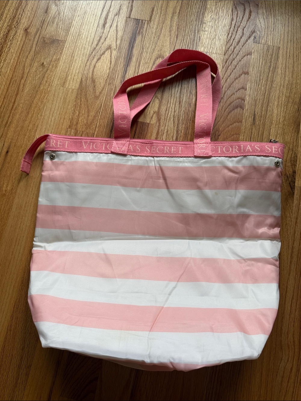 Victoria's Secret Pink & White Striped Canvas insulated Tote